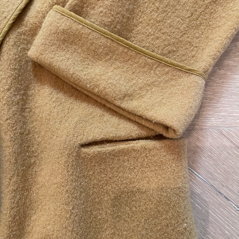Aritzia Wilfred Wool Open Front Wide Sleeve Collared Coat In Gold - Picture 5 of 11